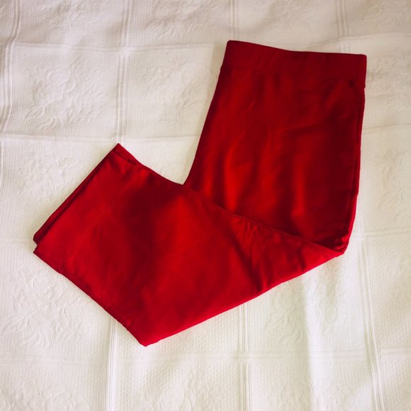 NEW Susan Graver Weekend French Terry  Pull-On Crop Pants Red XL - Picture 6 of 16
